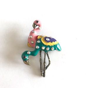 • Item# 06 • Pink, Green & Yellow Flamingos Brooch